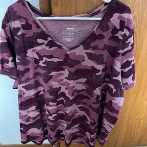 Sonoma Women's Short Sleeve Camouflage Top - Purple